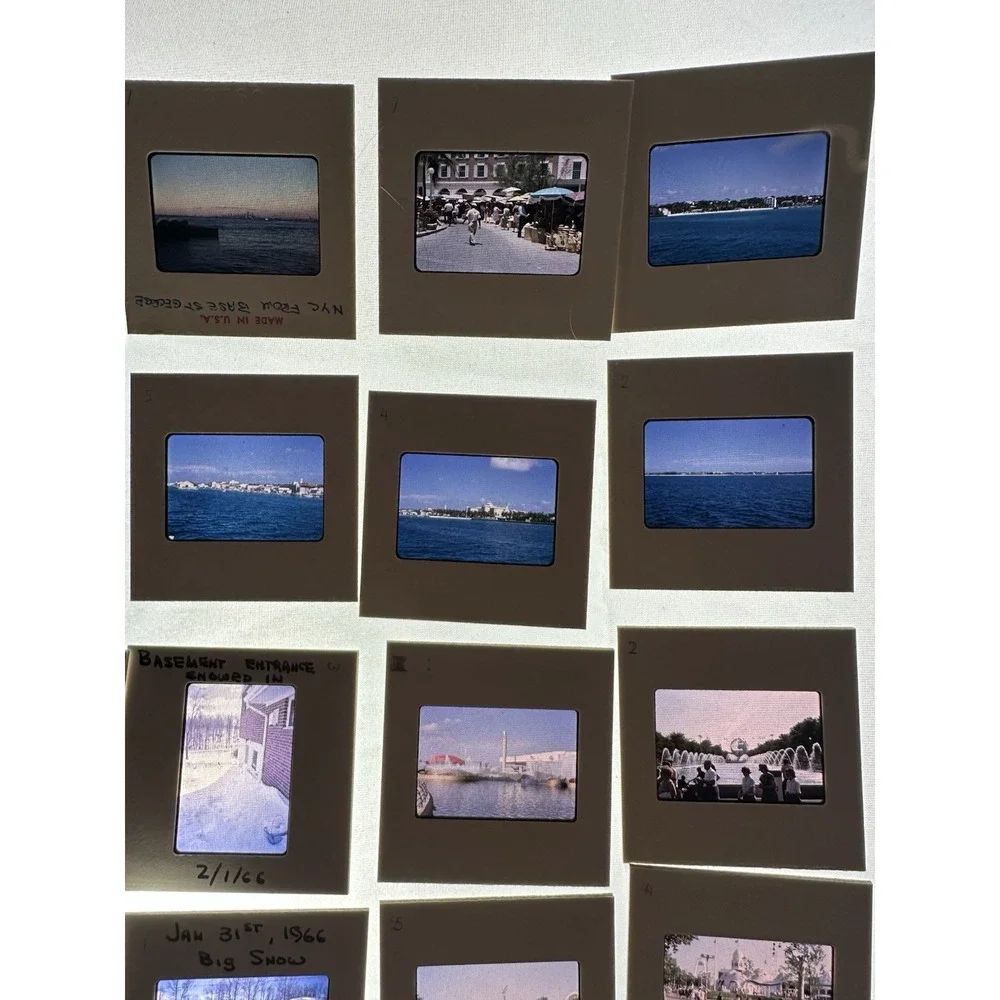 Lot of 45 Vintage Slides – Architecture, People, Snow, Beach, Streets 62-69s